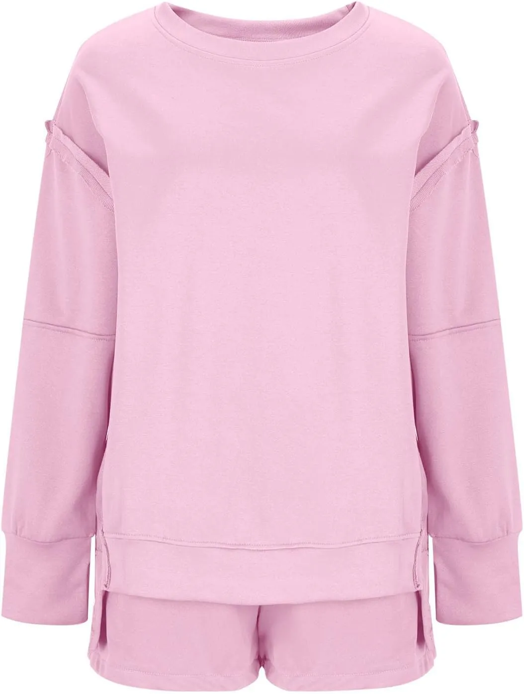 2 Piece Outfits For Women Oversized Crew Neck Sweatshirts And Shorts Tracksuit Set Casual Fall Sweatsuit Lounge Sets