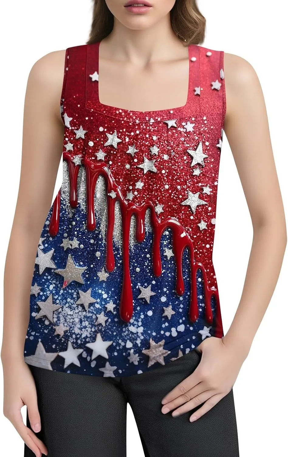 4Th Of July Shirts For Women American Flag Sleeveless Tank Tops Independence Day Patriotic Tunic Holiday Outfits