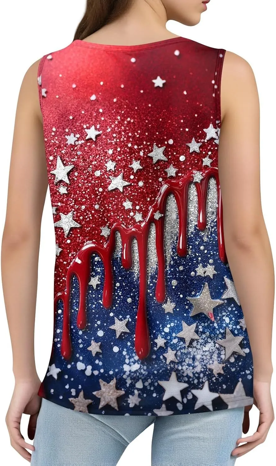 4Th Of July Shirts For Women American Flag Sleeveless Tank Tops Independence Day Patriotic Tunic Holiday Outfits