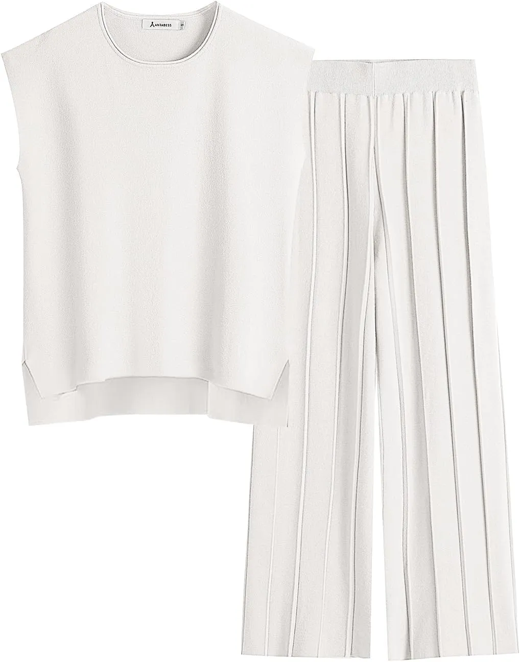 ANRABESS Women 2 Piece Lounge Sets Summer Casual Knit Sweater Vest Pant Set Beach Vacation Airport Outfits Clothes