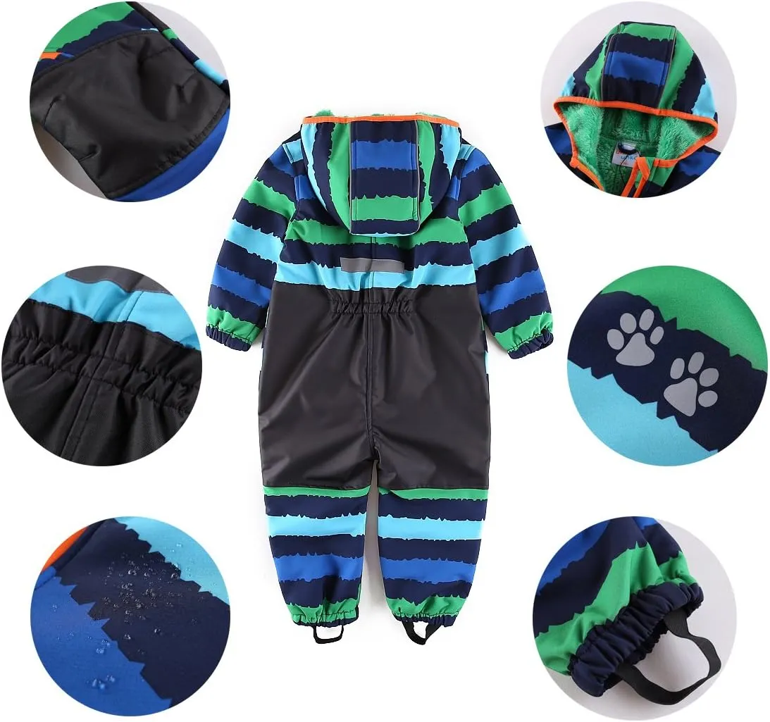 Baby Boy and Girl Water Repellent Coverall All in One Fleece Lining Pram Muddy Play