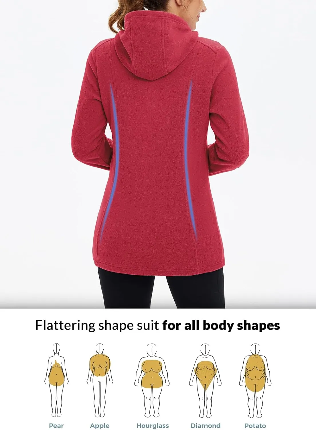 baleaf Women's Long Fleece Jacket Full Zip Polar Fleece Hoodie Soft Lightweight Winter Coat