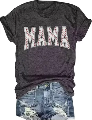 Baseball T Shirts for Women Baseball Mom Tshirt Softball Graphic Tee Tops Game Day Gifts Casual Short Sleeve Tops