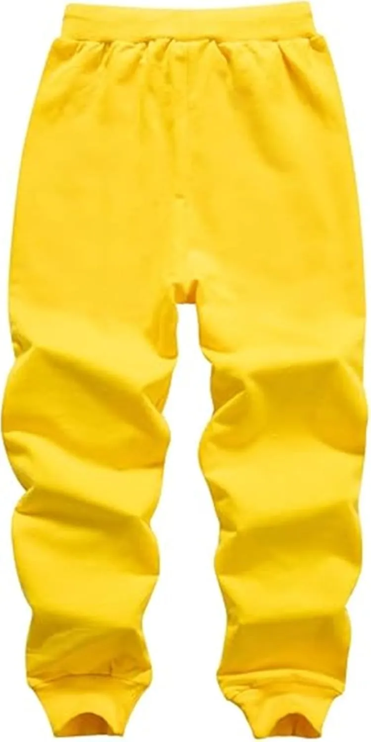 Boys' Solid Color Cotton Sweatpants with Drawstring Jogger Pants for Kids