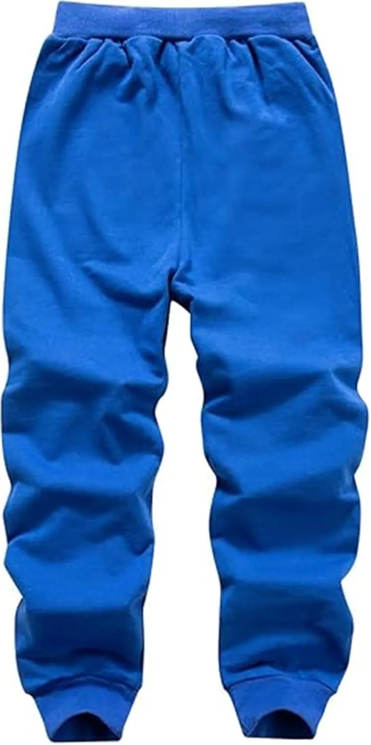 Boys' Solid Color Cotton Sweatpants with Drawstring Jogger Pants for Kids