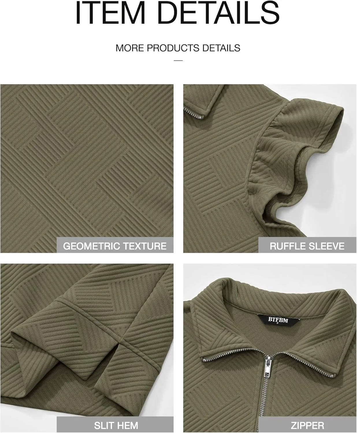 BTFBM Women's 2 Piece Outfits Sweatsuit Zipper V Neck Casual Ruffle Short Sleeve Tops and Drawstring Shorts Lounge Sets
