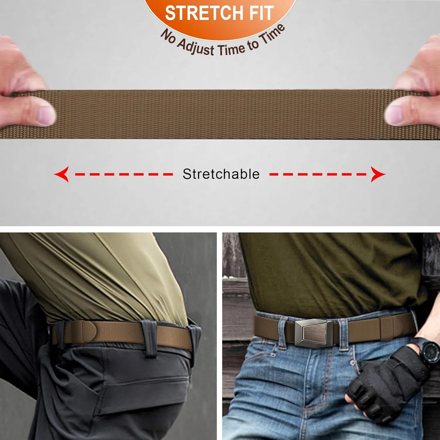 BULLIANT Men Belt 2 Pack,Nylon Web Holster Belt Stretch for Gift Men Outdoor Work Sports Hunting Hiking,Quick Release