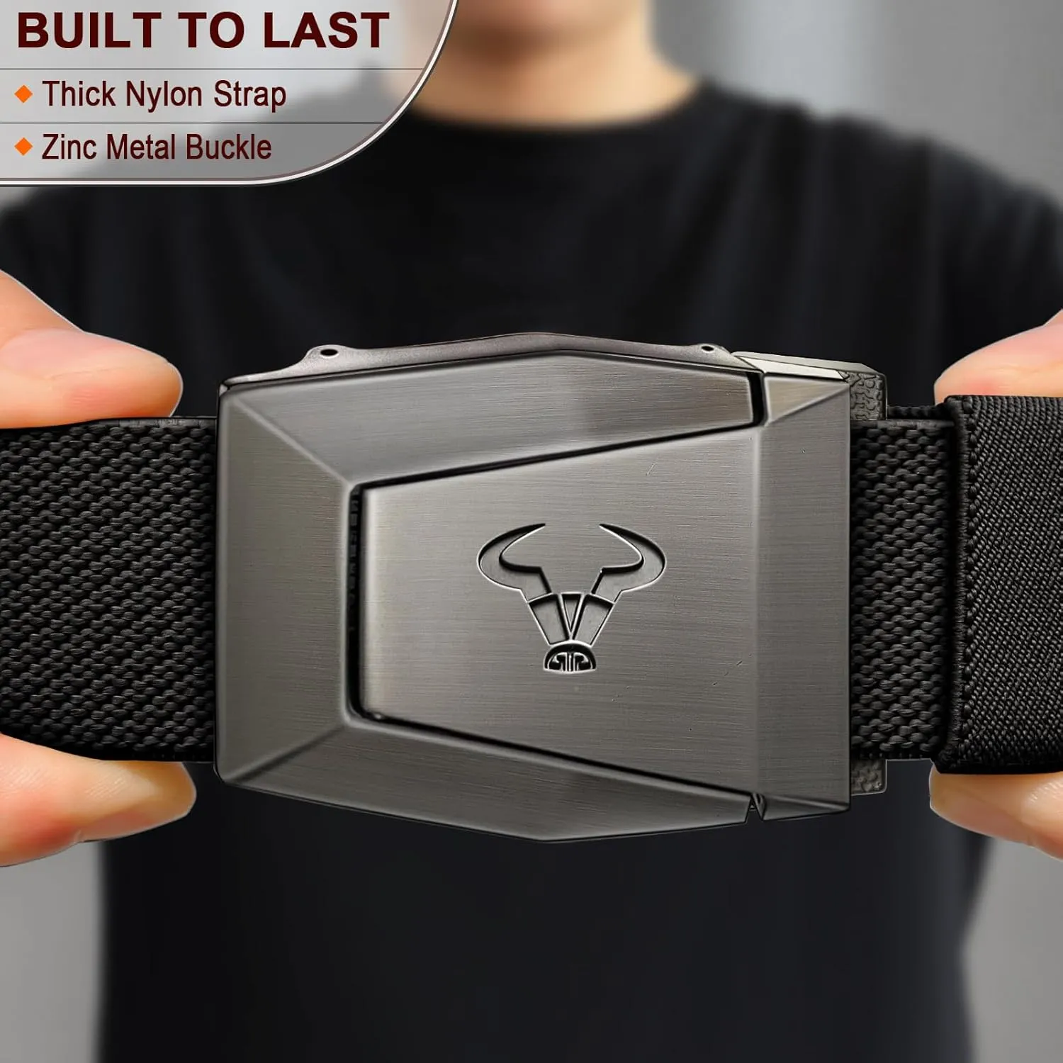 BULLIANT Men Belt 2 Pack,Nylon Web Holster Belt Stretch for Gift Men Outdoor Work Sports Hunting Hiking,Quick Release