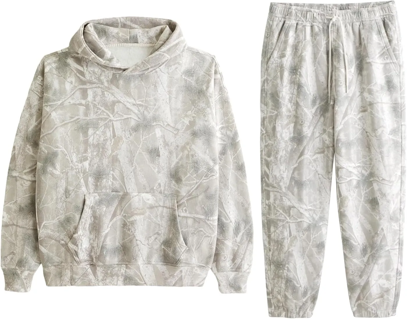 Camo Sweatsuits for Women Maple Leaf Print Oversized Hoodie Camo Fleece Sweatpans Lounge Sets Fall Winter Outfits