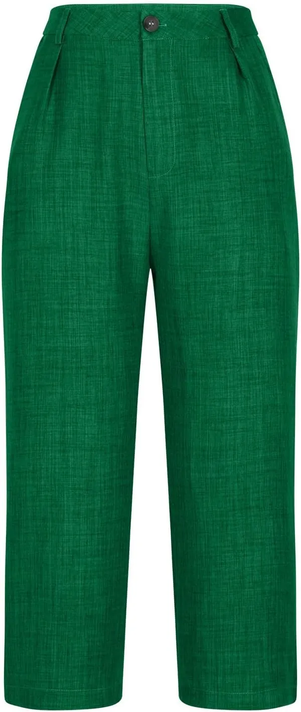Capri Pants for Women Zipper Work Pants Casual Summer Pants Beach Cropped Pants with Pockets Solid Capri Pants Trendy