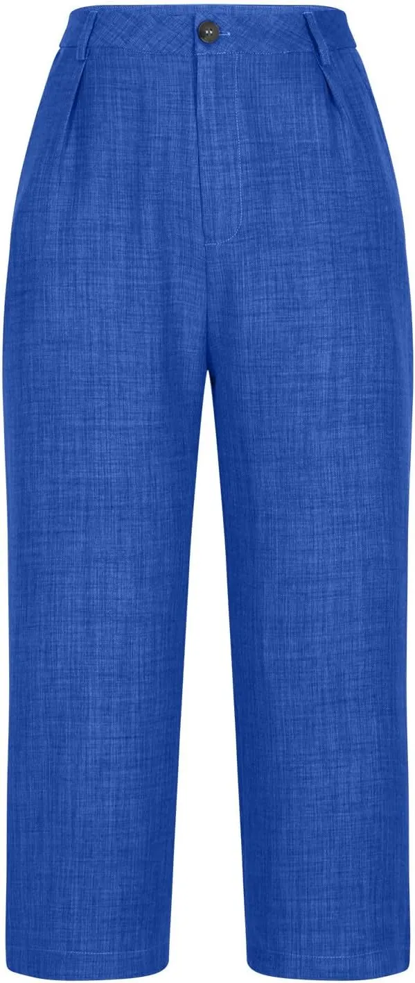 Capri Pants for Women Zipper Work Pants Casual Summer Pants Beach Cropped Pants with Pockets Solid Capri Pants Trendy