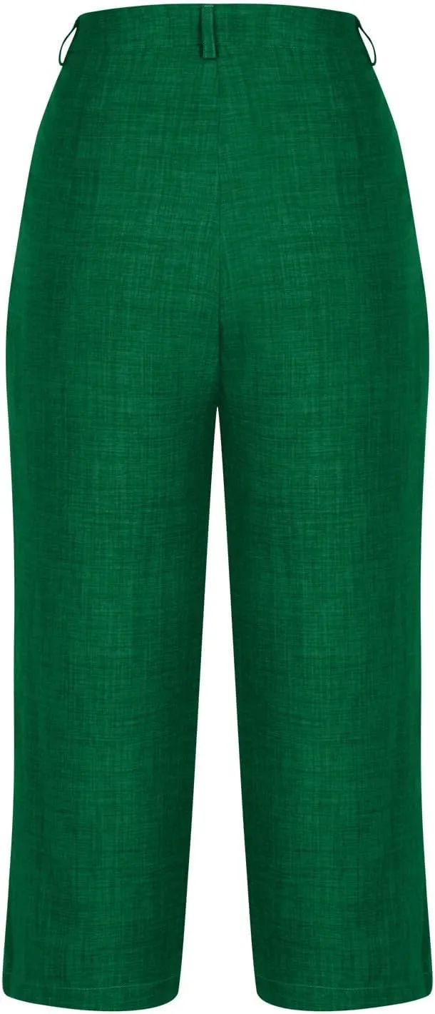 Capri Pants for Women Zipper Work Pants Casual Summer Pants Beach Cropped Pants with Pockets Solid Capri Pants Trendy