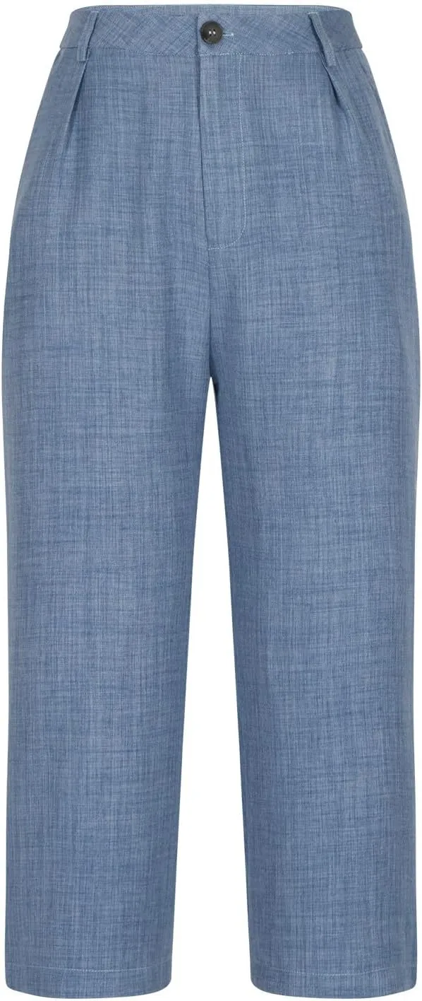 Capri Pants for Women Zipper Work Pants Casual Summer Pants Beach Cropped Pants with Pockets Solid Capri Pants Trendy