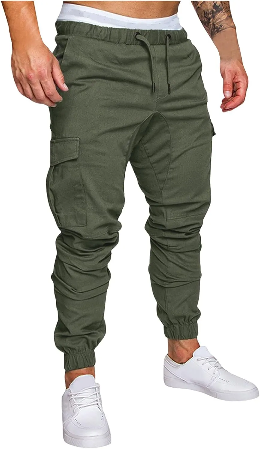 Cargo Pants for Men Big and Tall Grey Pants Slim Fit Pants Mens Sweat Pants Cargo Pants for Men Solid Casual Multiple