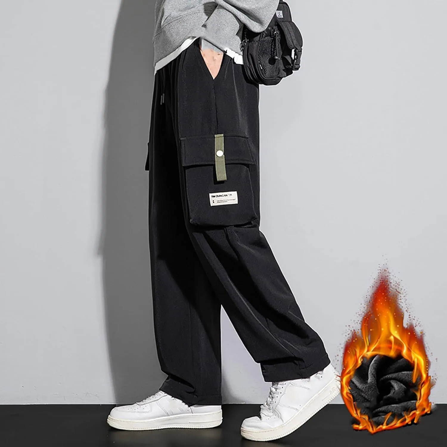 Cargo Pants Men Fleece Lined Pants Thermal Men Pants Casual Dress Man Causal Pants Mens Chinos Pants Regular Fit