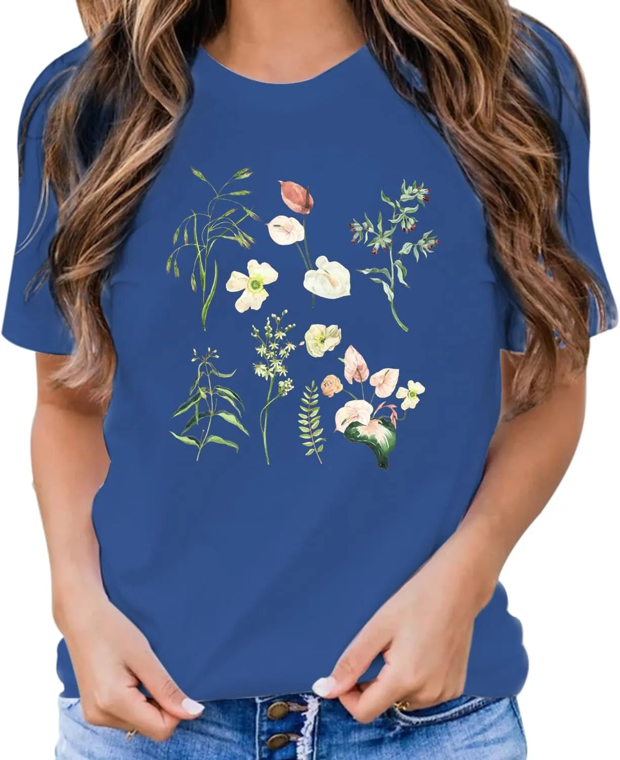 Cat Shirts for Women Flower Tee Shirts Womens Dandelion T-Shirt Cute Dandelion Cat Graphic Print Shirts