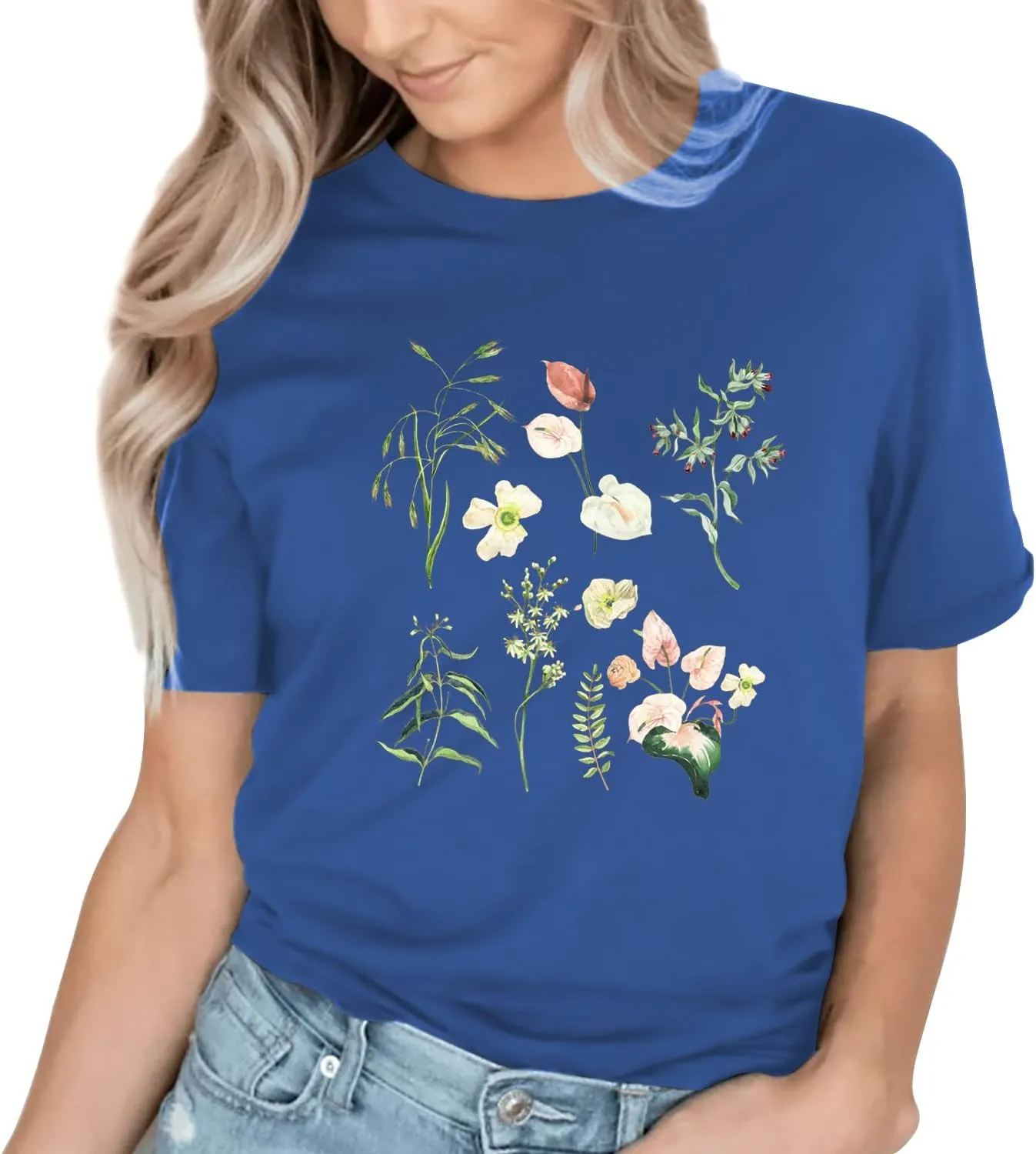 Cat Shirts for Women Flower Tee Shirts Womens Dandelion T-Shirt Cute Dandelion Cat Graphic Print Shirts