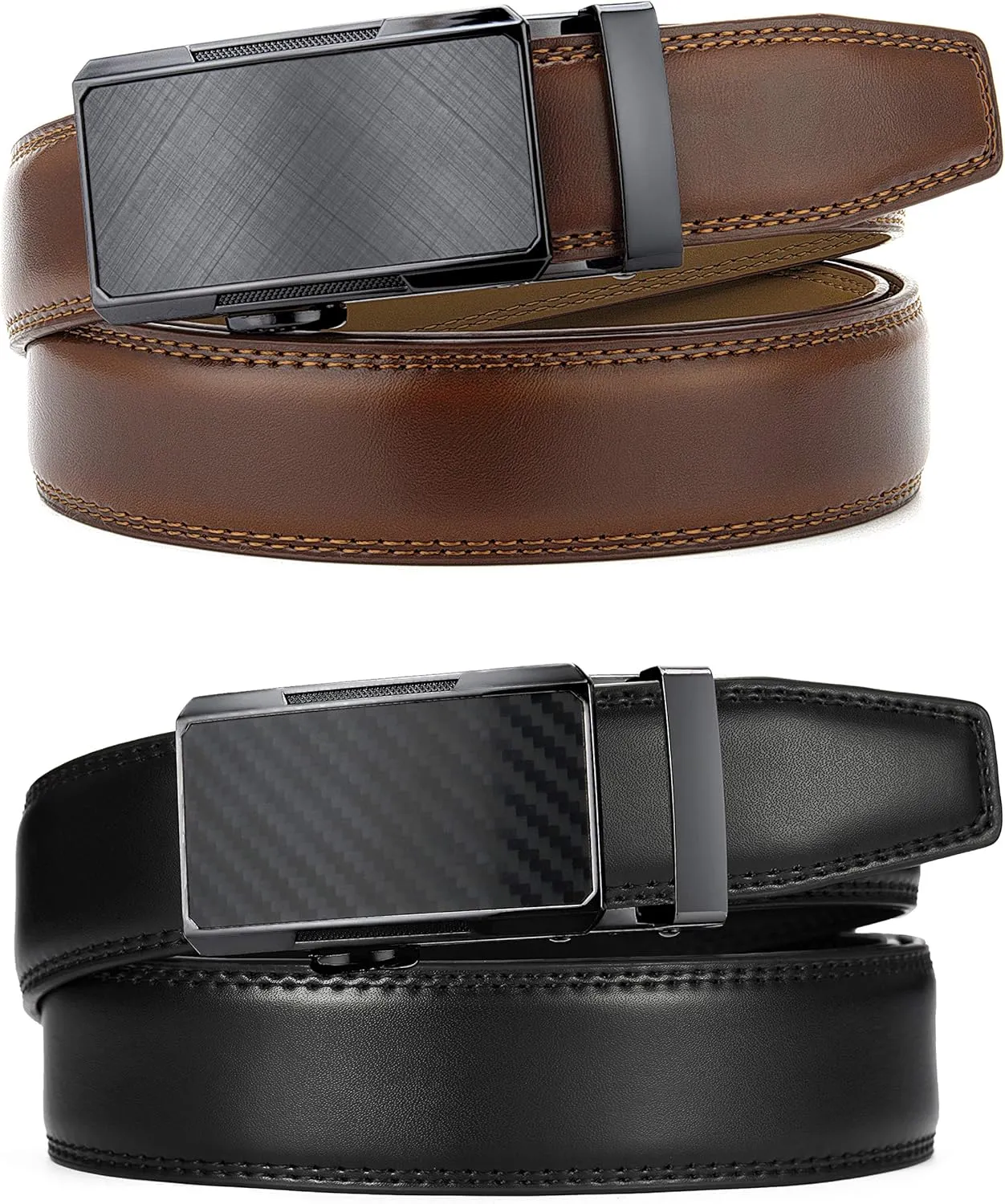 CHAOREN Mens Dress Belt Leather 2 Pack - Mens Ratchet Belt for Dress Shirt and Pants Every Occasion (32mm)