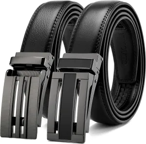 CHAOREN Mens Dress Belt Leather 2 Pack - Mens Ratchet Belt for Dress Shirt and Pants Every Occasion (32mm)