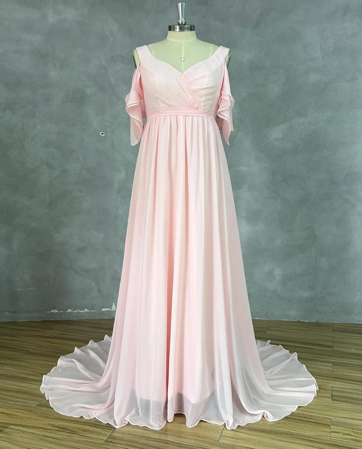 Chiffon Maternity Wedding Dresses 2024 V Neck Pleated Pregnant Bridal Gowns Short Sleeves Long Formal Dresses
