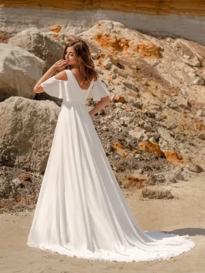 Chiffon Maternity Wedding Dresses 2024 V Neck Pleated Pregnant Bridal Gowns Short Sleeves Long Formal Dresses