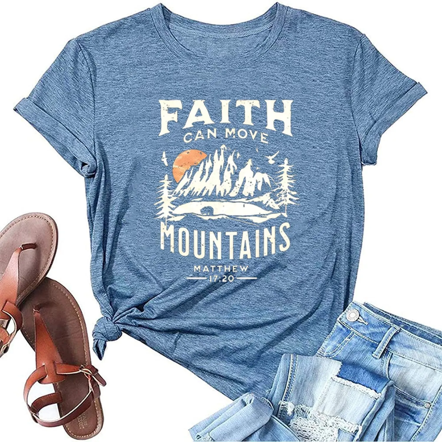 Christian Faith Shirts for Women Butterfly Daisy Graphic Casual T Shirts