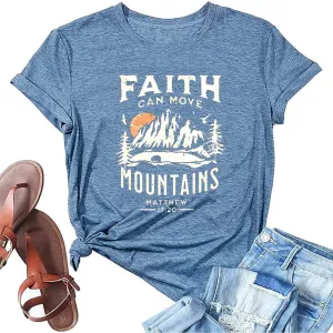 Christian Faith Shirts for Women Butterfly Daisy Graphic Casual T Shirts