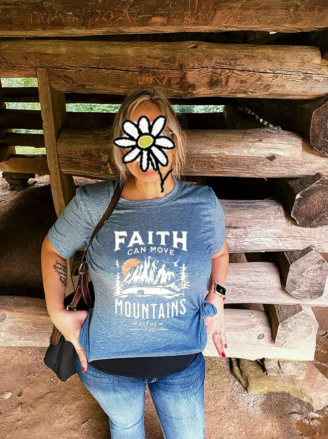 Christian Faith Shirts for Women Butterfly Daisy Graphic Casual T Shirts