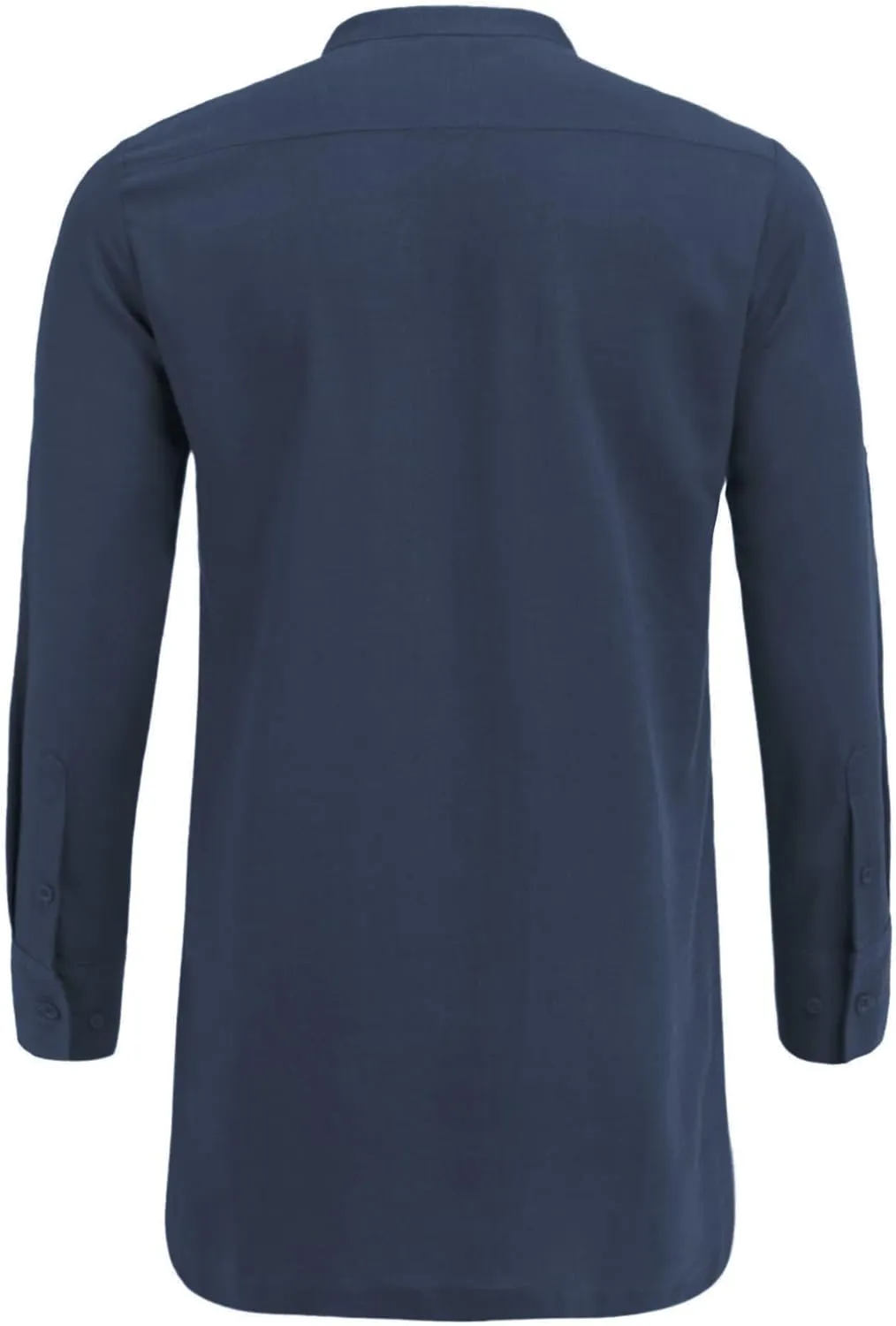 COOFANDY Men's Linen Henley Shirts Long Sleeve Collarless T-Shirts Longline Kurta Beach Shirts with Pocket