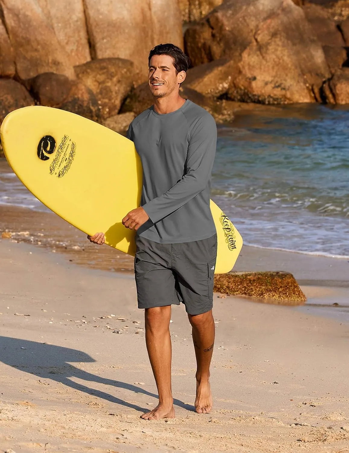 COOFANDY Men's Sun Protection Shirts Long Sleeve Rash Guard Swim T-Shirts Lightweight Quick Dry Fishing Shirts
