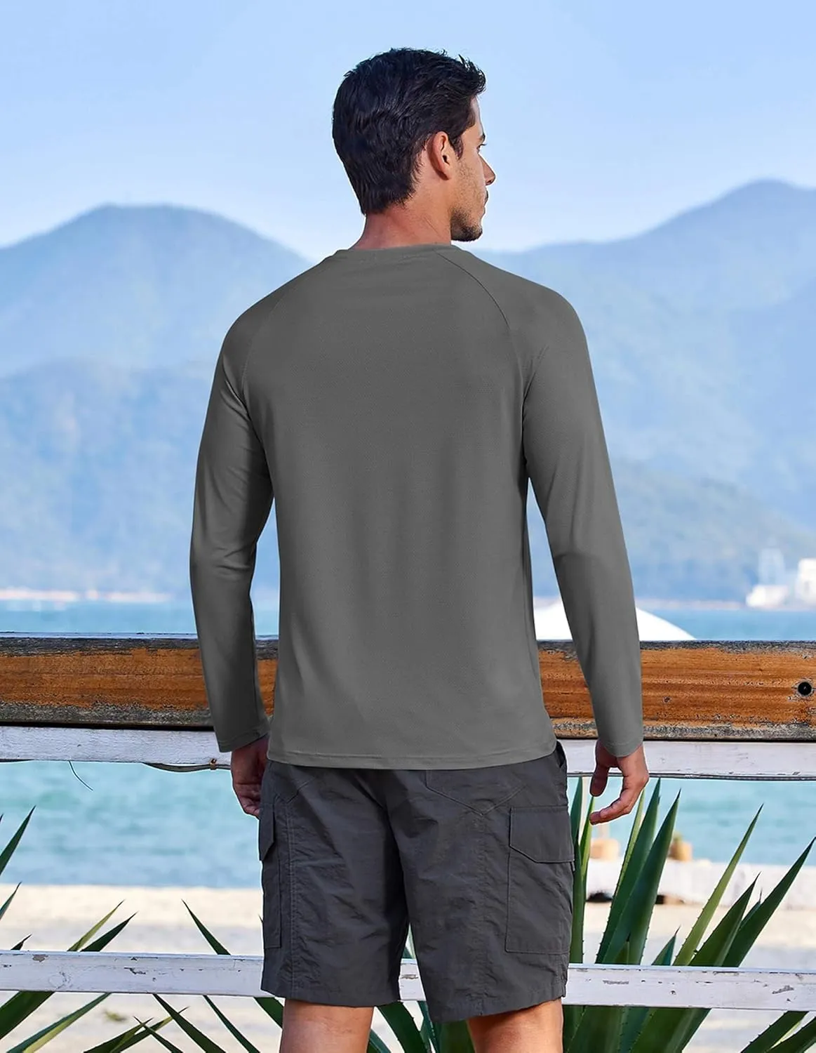 COOFANDY Men's Sun Protection Shirts Long Sleeve Rash Guard Swim T-Shirts Lightweight Quick Dry Fishing Shirts
