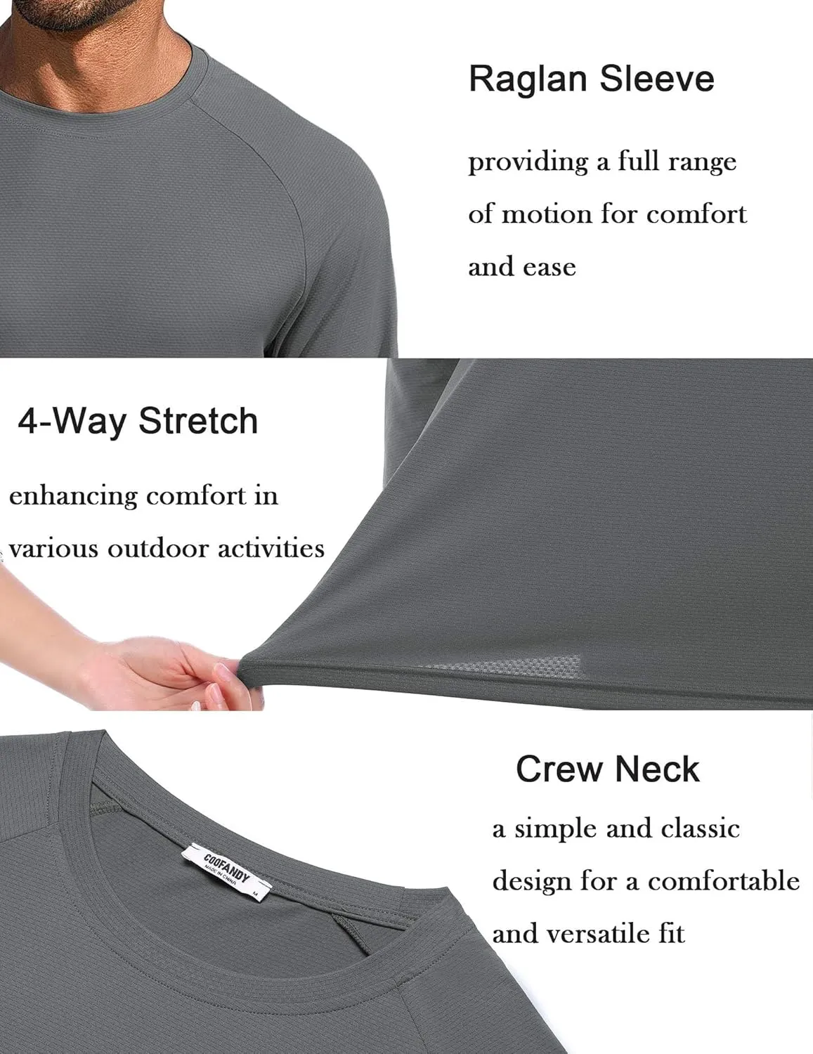COOFANDY Men's Sun Protection Shirts Long Sleeve Rash Guard Swim T-Shirts Lightweight Quick Dry Fishing Shirts