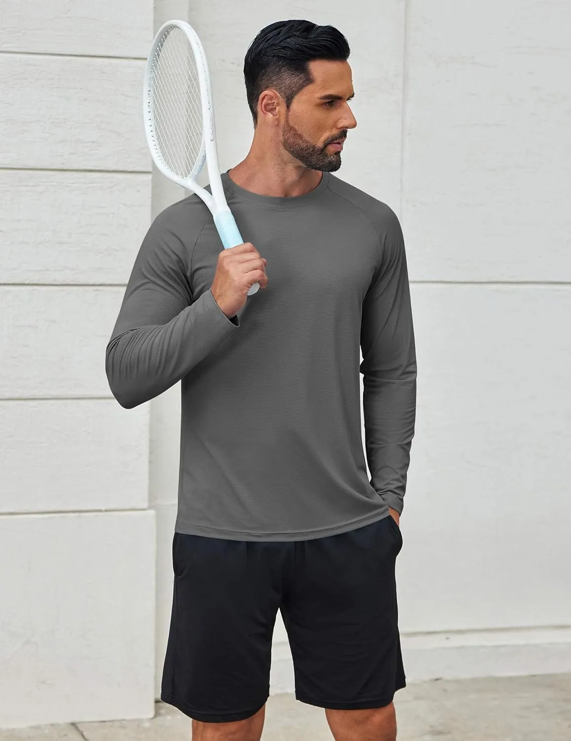 COOFANDY Men's Sun Protection Shirts Long Sleeve Rash Guard Swim T-Shirts Lightweight Quick Dry Fishing Shirts