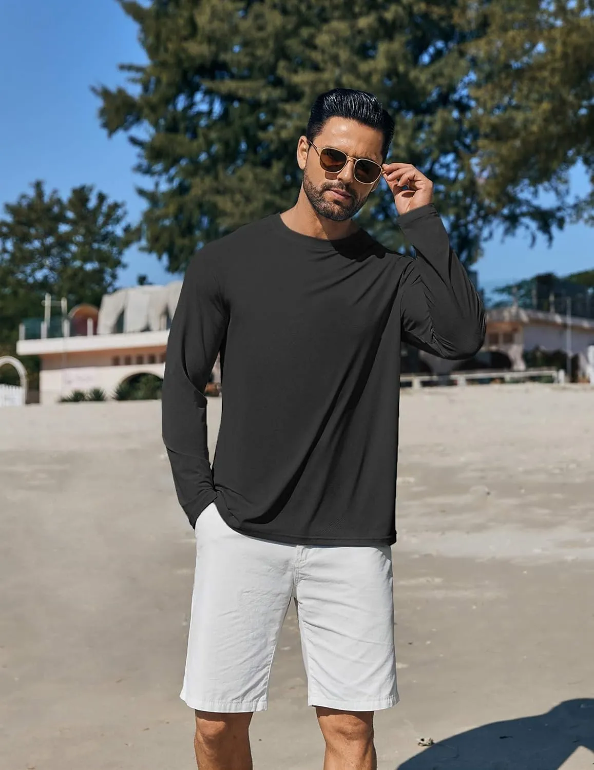 COOFANDY Men's Sun Protection Shirts Long Sleeve Rash Guard Swim T-Shirts Lightweight Quick Dry Fishing Shirts
