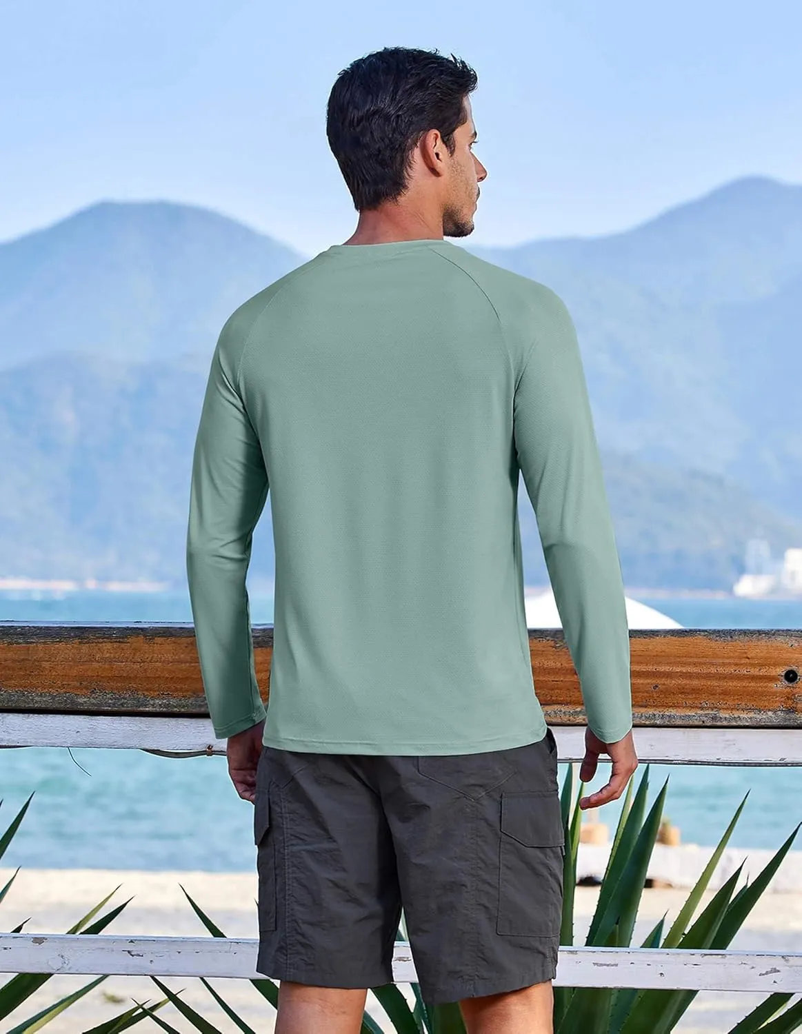 COOFANDY Men's Sun Protection Shirts Long Sleeve Rash Guard Swim T-Shirts Lightweight Quick Dry Fishing Shirts