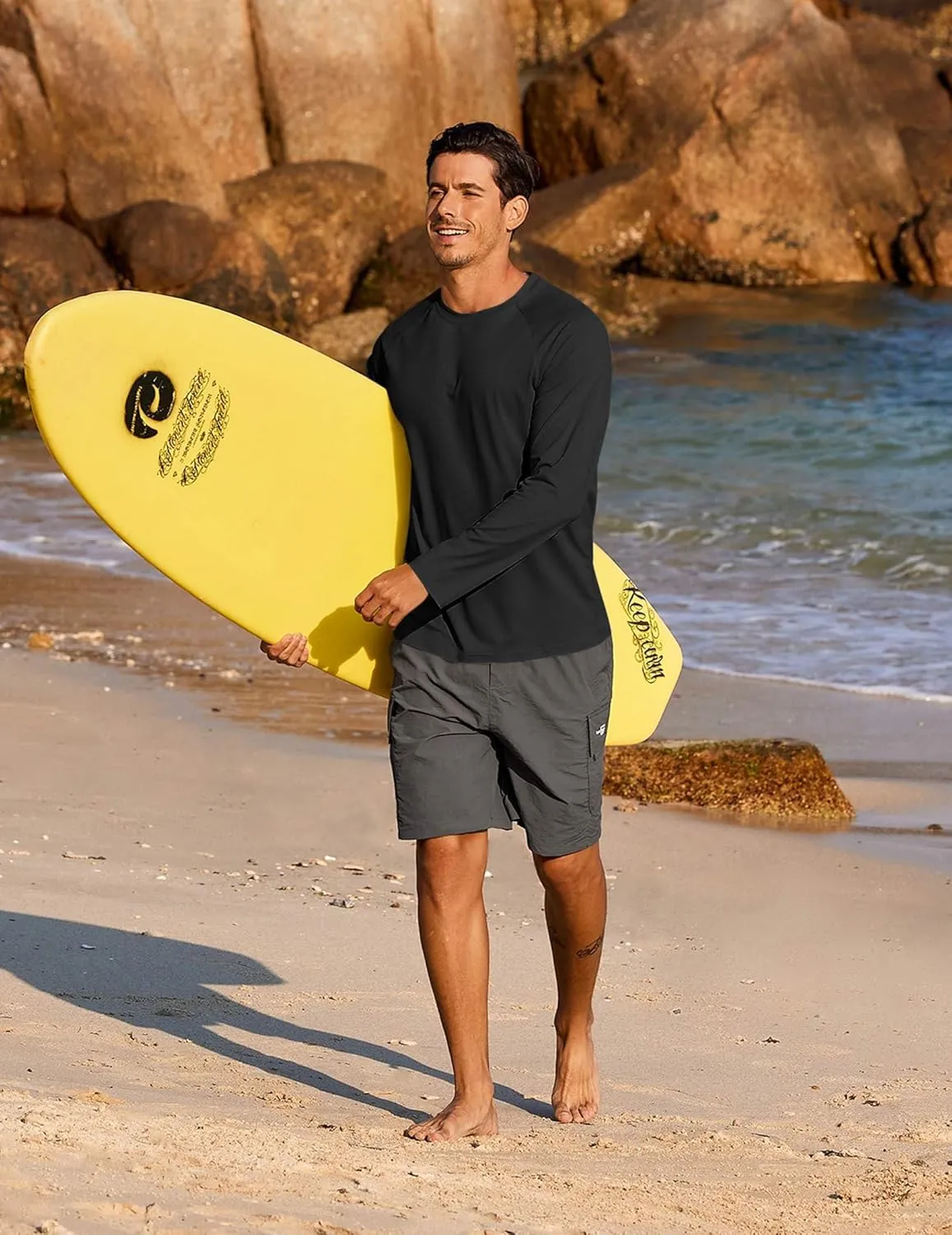 COOFANDY Men's Sun Protection Shirts Long Sleeve Rash Guard Swim T-Shirts Lightweight Quick Dry Fishing Shirts