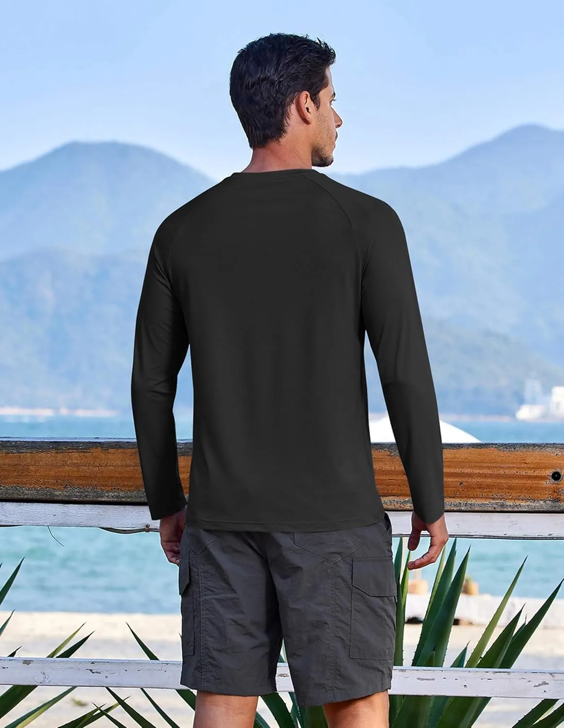 COOFANDY Men's Sun Protection Shirts Long Sleeve Rash Guard Swim T-Shirts Lightweight Quick Dry Fishing Shirts