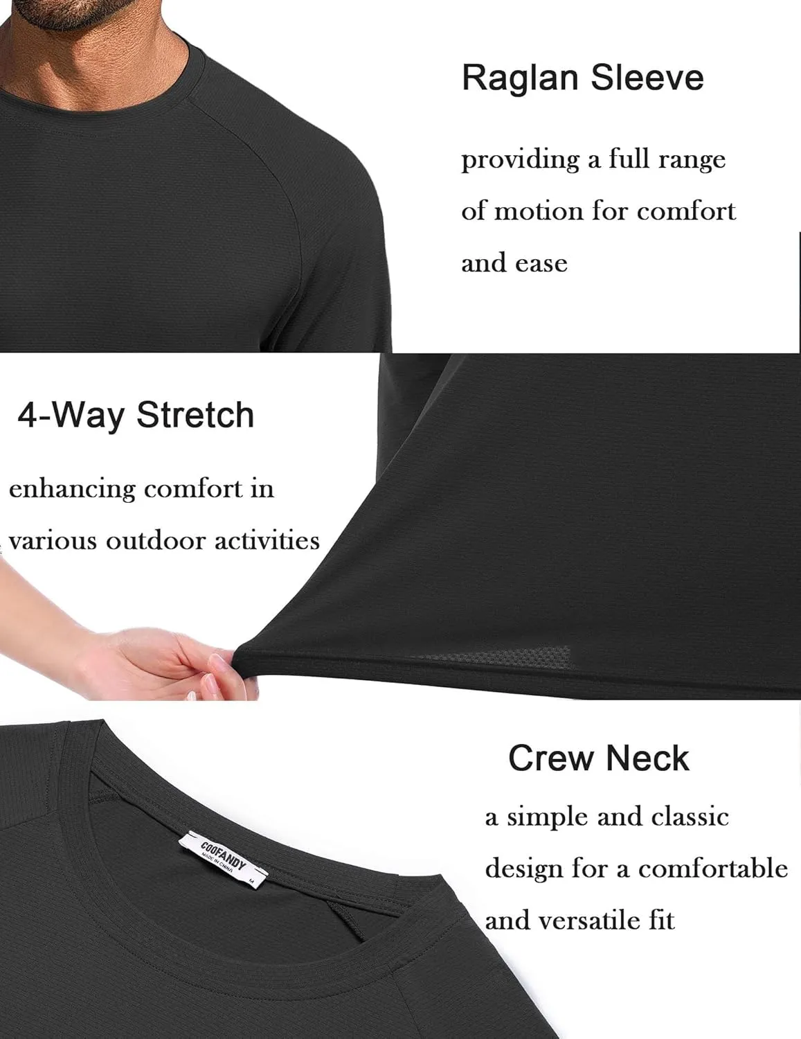 COOFANDY Men's Sun Protection Shirts Long Sleeve Rash Guard Swim T-Shirts Lightweight Quick Dry Fishing Shirts