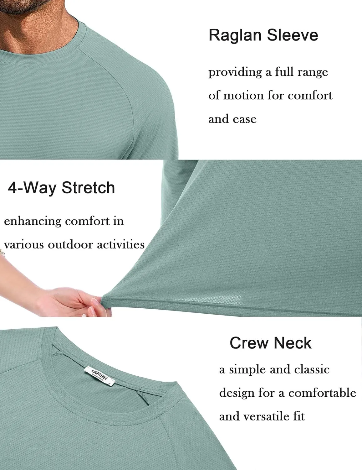 COOFANDY Men's Sun Protection Shirts Long Sleeve Rash Guard Swim T-Shirts Lightweight Quick Dry Fishing Shirts