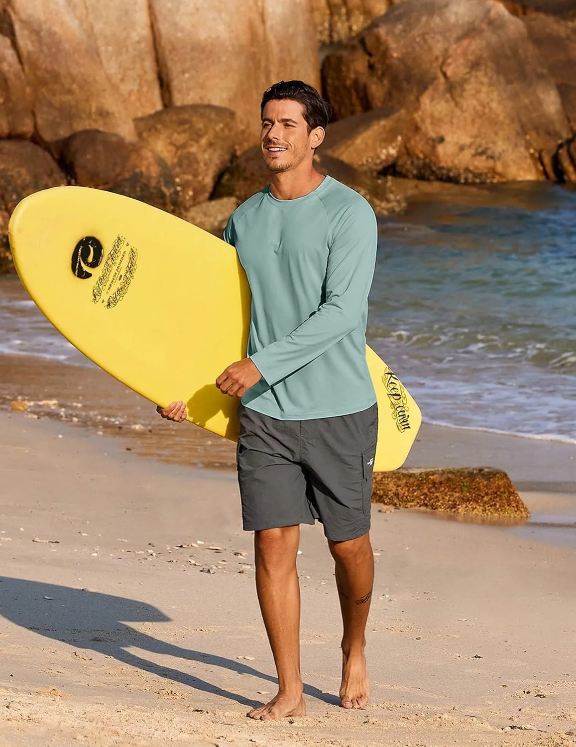 COOFANDY Men's Sun Protection Shirts Long Sleeve Rash Guard Swim T-Shirts Lightweight Quick Dry Fishing Shirts