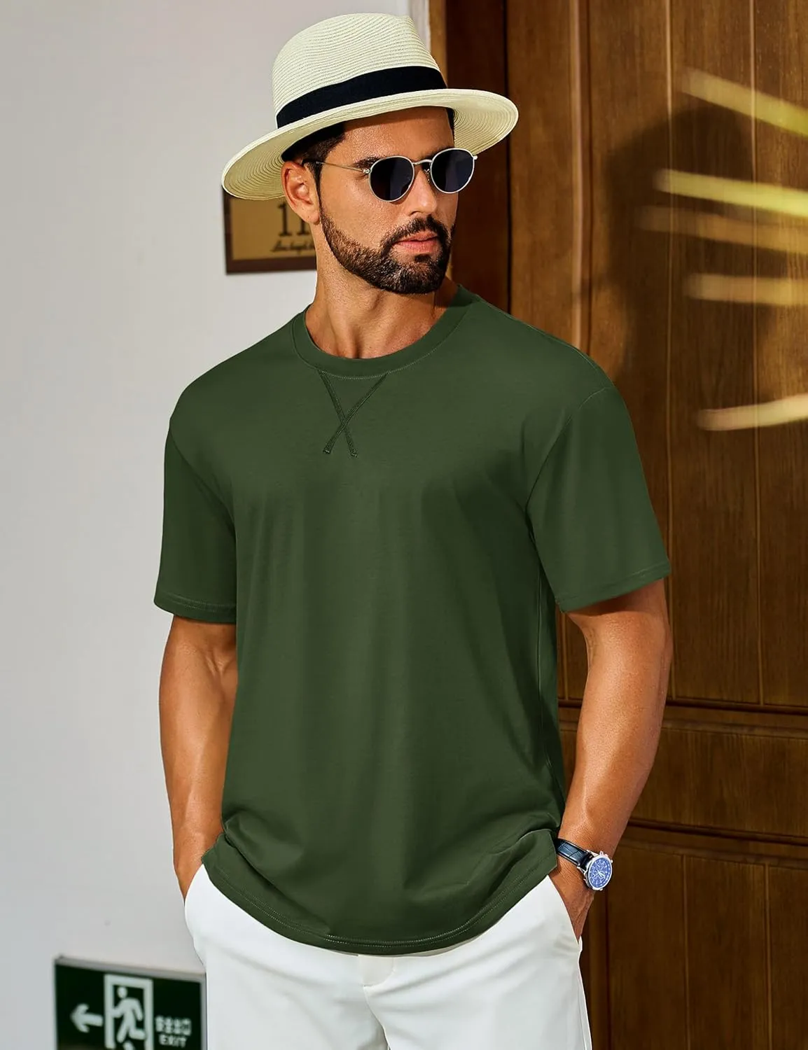 Cotrasen Men's T Shirts Cotton Short Sleeve Shirts for Men Soft Comfort Crew Neck T-Shirts Casual Fashion Summer Tee Shirts
