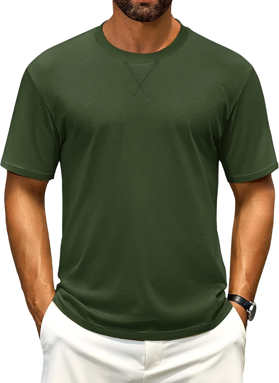 Cotrasen Men's T Shirts Cotton Short Sleeve Shirts for Men Soft Comfort Crew Neck T-Shirts Casual Fashion Summer Tee Shirts