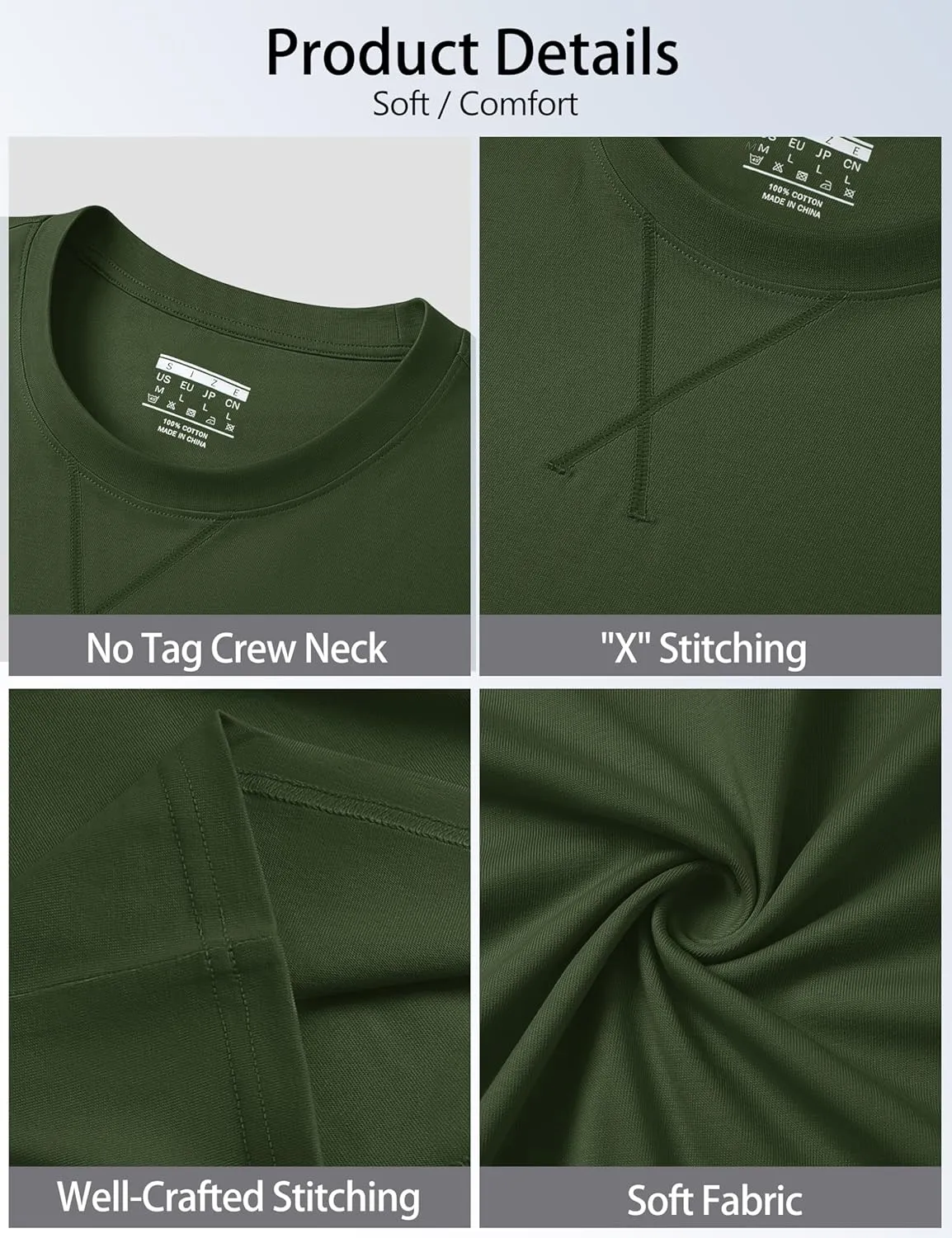 Cotrasen Men's T Shirts Cotton Short Sleeve Shirts for Men Soft Comfort Crew Neck T-Shirts Casual Fashion Summer Tee Shirts