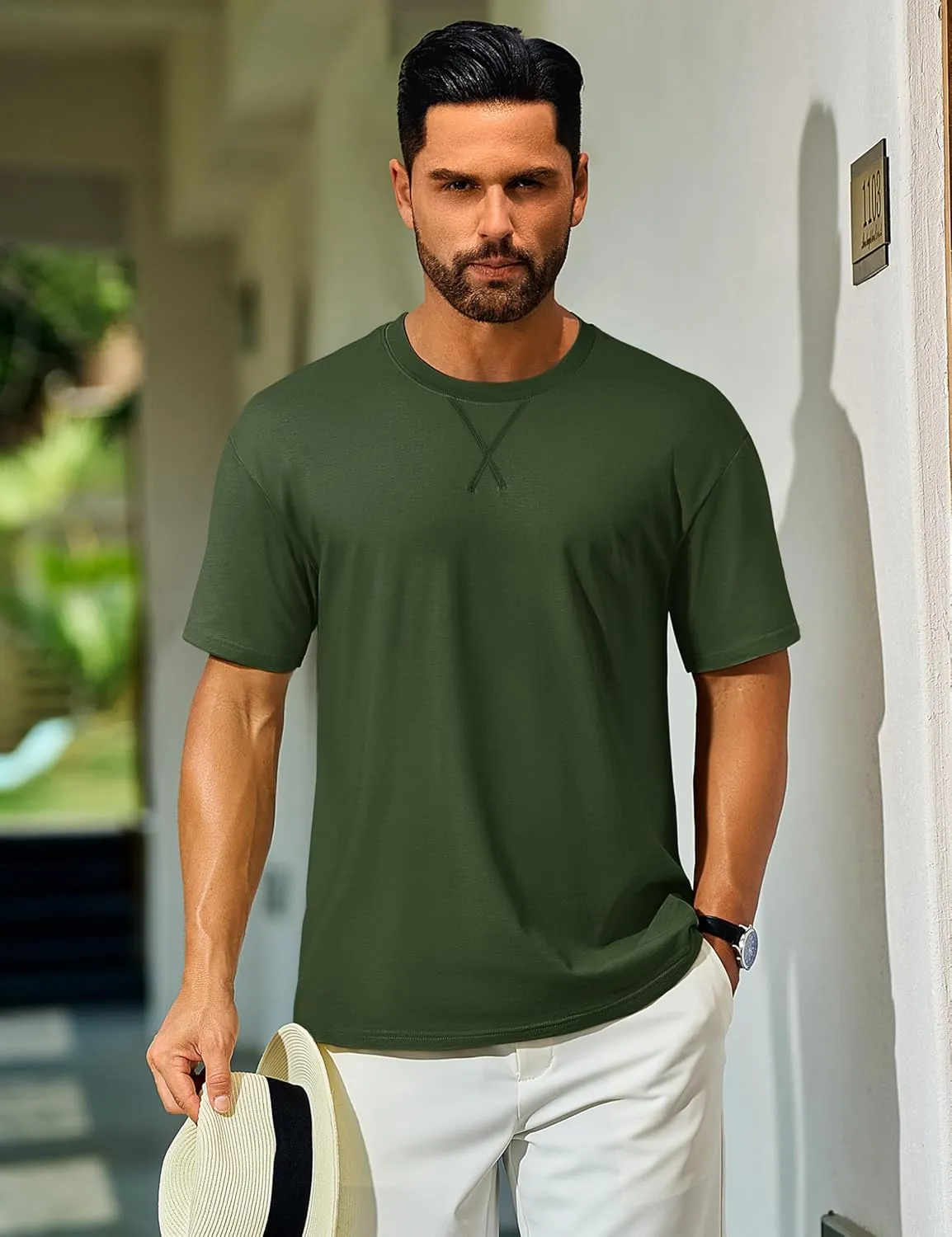 Cotrasen Men's T Shirts Cotton Short Sleeve Shirts for Men Soft Comfort Crew Neck T-Shirts Casual Fashion Summer Tee Shirts