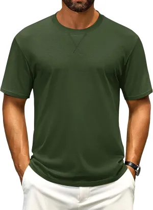Cotrasen Men's T Shirts Cotton Short Sleeve Shirts for Men Soft Comfort Crew Neck T-Shirts Casual Fashion Summer Tee Shirts