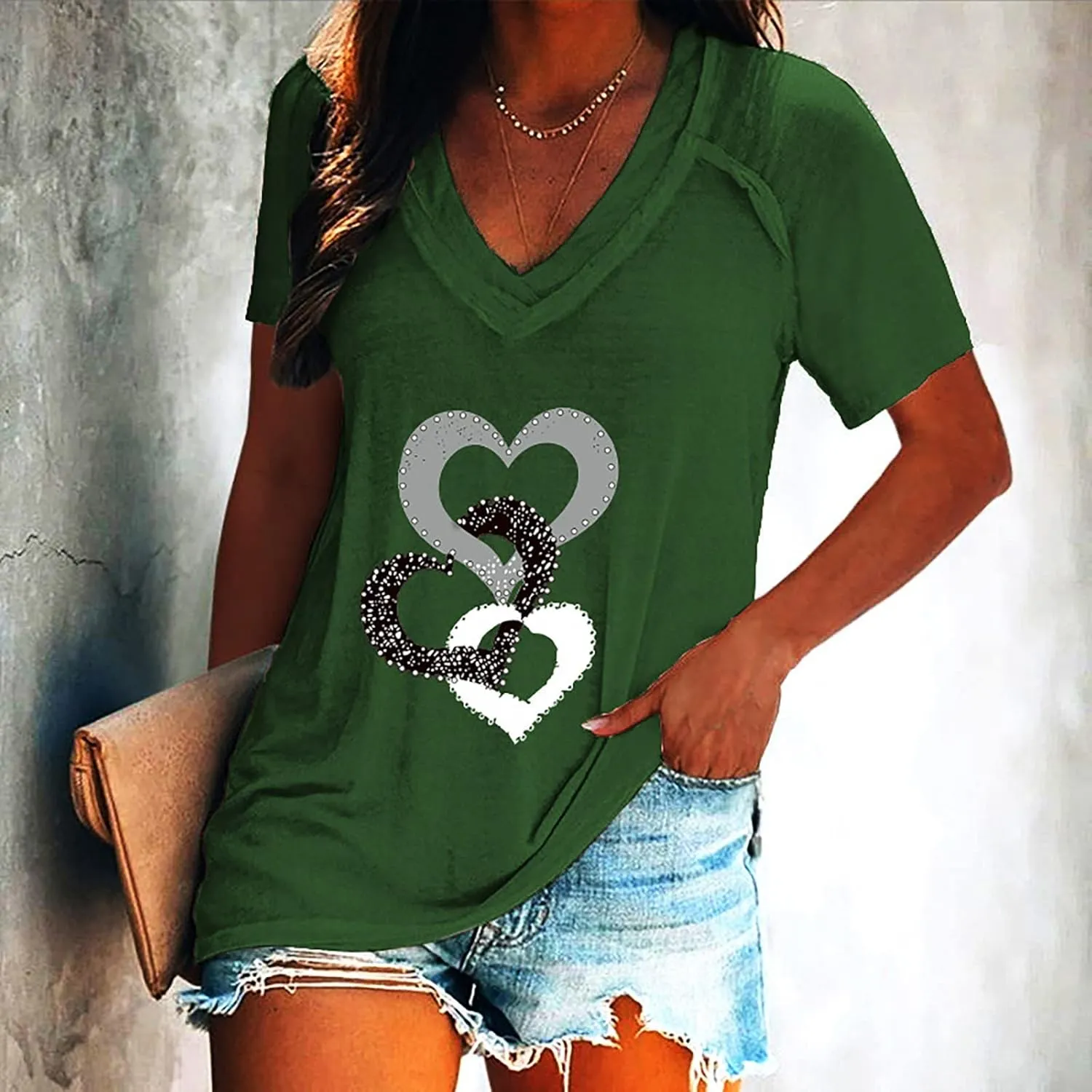 Cute Tops for Women Plus Size Sexy V Neck Blouses Dressy Casual Short Sleeve T Shirts Trendy Basic Oversized Tees