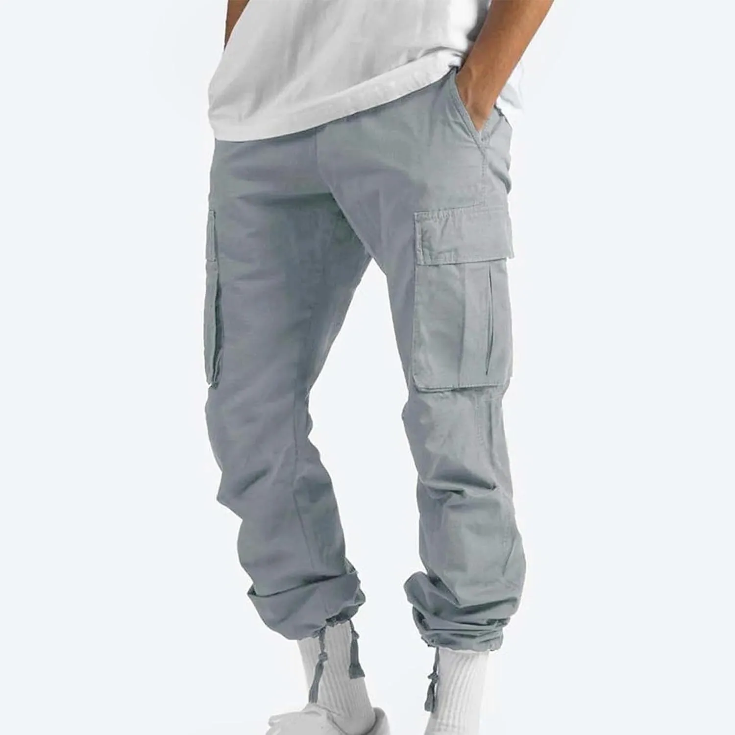 Dgoopd Cargo Pants for Men Big and Tall Jogger Pants Elastic Waist Workout Pants Casual Sweat Pants Outdoor Hiking Pants