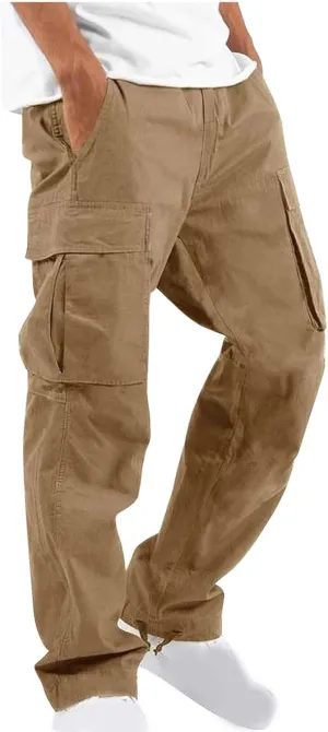 Dgoopd Cargo Pants for Men Big and Tall Jogger Pants Elastic Waist Workout Pants Casual Sweat Pants Outdoor Hiking Pants