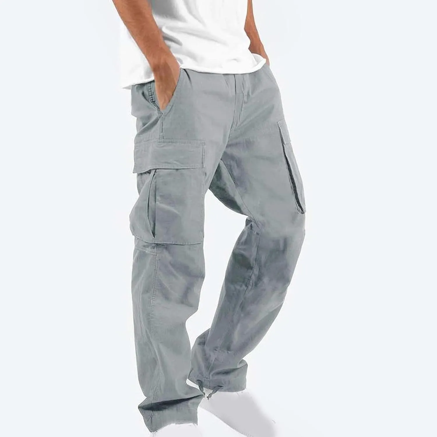 Dgoopd Cargo Pants for Men Big and Tall Jogger Pants Elastic Waist Workout Pants Casual Sweat Pants Outdoor Hiking Pants