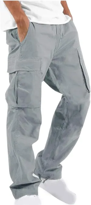 Dgoopd Cargo Pants for Men Big and Tall Jogger Pants Elastic Waist Workout Pants Casual Sweat Pants Outdoor Hiking Pants